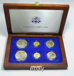 1986 US Liberty Commemorative 6 Coin Set 2 Silver Dollars, 2 Gold $5 Proof COA