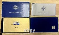 1986 US Liberty Proof Commemorative $5 Gold & Silver Vintage 3 Coin Set COA OGP