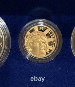 1986 US Liberty Proof Set 3 Coins $5 GOLD, SILVER & HALF DOLLAR, SPECIFICATIONS