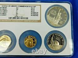 1986 US Mint Liberty 6 Coin Commemorative Set Proof & Uncirculated GOLD/SILVER N
