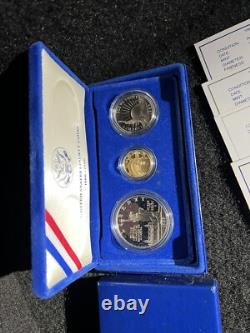 1986 US Mint Liberty Commemorative 3-Coin Silver and Gold Proof Set