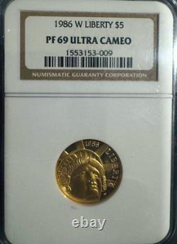 1986-W $5 Gold Statue of Liberty NGC PF69 Ultra Cameo Proof Coin