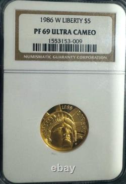1986-W $5 Gold Statue of Liberty NGC PF69 Ultra Cameo Proof Coin