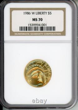 1986-W $5 STATUE of LIBERTY COMMEMORATIVE GOLD COIN NGC MS70 MS-70 Older Holder