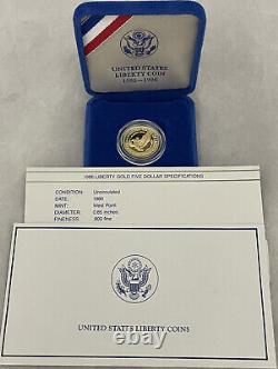 1986-W Proof $5.00 Dollar Liberty Gold Coin