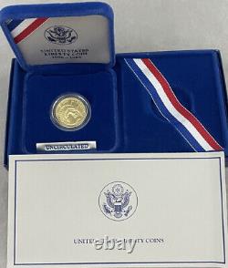 1986-W Proof $5.00 Dollar Liberty Gold Coin With Box & Coa