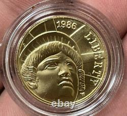 1986-W Proof $5.00 Dollar Liberty Gold Coin With Box & Coa