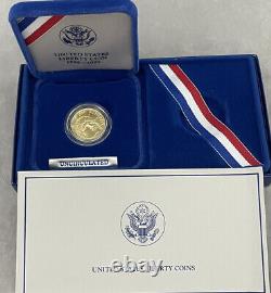 1986-W Proof $5.00 Dollar Liberty Gold Coin With Box & Coa