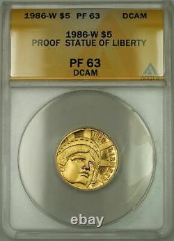 1986-W Proof Statue of Liberty Commemorative $5 Gold Coin ANACS PF-63 DCAM
