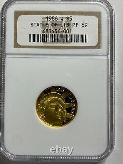 1986-W Statue of Liberty $5 Gold Coin, NGC Proof 69
