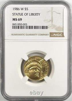 1986-w $5 Gold Statue Of Liberty Ngc Ms69