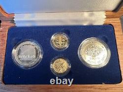 1987 4 Coin US Constitution $5 Gold & Silver Dollar Set Proof & BU In Box with COA