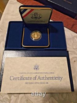 1987 $5 Gold Proof Bicentennial of the Constitution Commemorative Coin