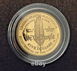 1987 $5 Gold Proof Bicentennial of the Constitution Commemorative Coin