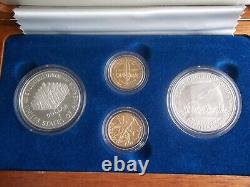 1987 Constitution 4 Coin set, Gold & Silver, Both Proof and UNC, In Box/COA