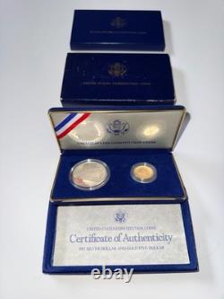 1987 Constitution Bicentennial 2-Coin Uncirculated Set, $1 Silver Dollar $5 Gold