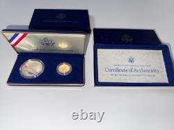 1987 Constitution Bicentennial 2-Coin Uncirculated Set, $1 Silver Dollar $5 Gold
