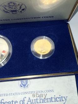 1987 Constitution Bicentennial 2-Coin Uncirculated Set, $1 Silver Dollar $5 Gold