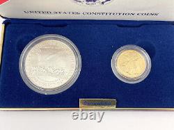 1987 Constitutional Coin Set Silver Dollar and $5 Gold Coin