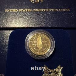 1987 GOLD U. S Mint $5 Dollars Proof US Constitution We The People Full Set COA