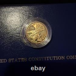 1987 GOLD U. S Mint $5 Dollars Proof US Constitution We The People Full Set COA