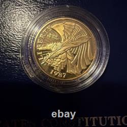 1987 GOLD U. S Mint $5 Dollars Proof US Constitution We The People Full Set COA