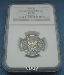 1987 P-5460 Zinkann Half Eagle Pattern for Gold $5 Silver Antiqued NGC MS66