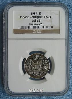 1987 P-5460 Zinkann Half Eagle Pattern for Gold $5 Silver Antiqued NGC MS66