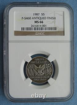 1987 P-5460 Zinkann Half Eagle Pattern for Gold $5 Silver Antiqued NGC MS66