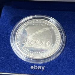 1987 USA Constitution 2 Coin Set Silver $1+ $5 Five Gold PROOF + COA- LOT P-1