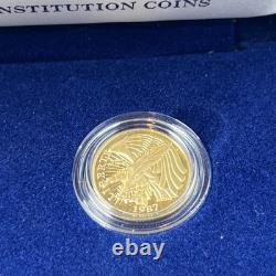 1987 USA Constitution 2 Coin Set Silver $1+ $5 Five Gold PROOF + COA- LOT P-1