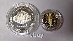 1987 US Constitution 2 Coin Proof Set $5 Gold and Silver Dollar With COA