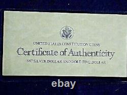 1987 US Constitution 2-Coin Silver Dollar & Gold $5 Commemorative Set #24