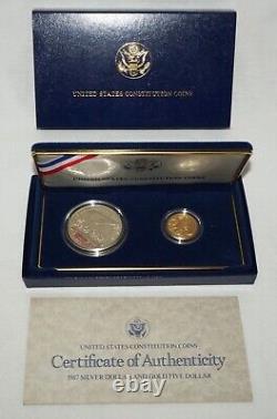 1987 US Constitution Coins $5 Gold $1 Silver Dollar in Box w. COA (KiL) 1