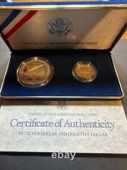 1987 US Constitution Coins Proof Set! We The People $5 Gold & Silver $1