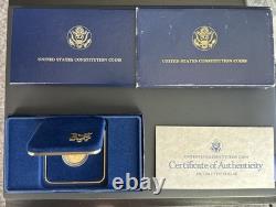 1987 US Constitution Gold Coin Proof $5 Gold With Box & COA West Point 90% AU