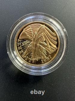 1987 US Constitution Gold Coin Proof $5 Gold With Box & COA West Point 90% AU
