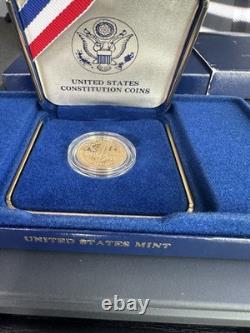 1987 US Constitution Gold Coin Proof $5 Gold With Box & COA West Point 90% AU