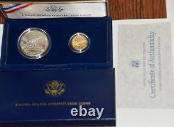 1987 US Constitution Proof Coin Set $1 Silver & $5 Gold Coins COA