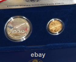 1987 US Constitution Proof Coin Set $1 Silver & $5 Gold Coins COA