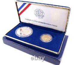 1987 US Constitution Proof Silver Dollar & Gold Five Dollar Coin Set