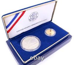 1987 US Constitution Proof Silver Dollar & Gold Five Dollar Coin Set