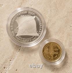 1987 US Constitution Two Coin Set Gold $5 Liberty Silver Proof Bullion Dollar
