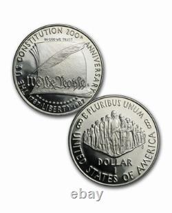 1987 US Constitution Two Coin Set Gold $5 Liberty Silver Proof Bullion Dollar