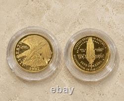 1987 US Constitution Two Coin Set Gold $5 Liberty Silver Proof Bullion Dollar