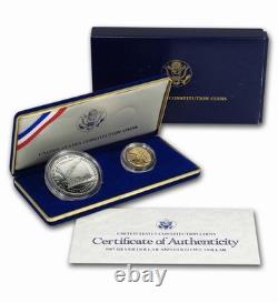 1987 US Constitution Two Coin Set Gold $5 Liberty Silver Proof Bullion Dollar 1987 US Constitution Two Coin Set Gold $5 Liberty Silver Proof Bullion Dollar
