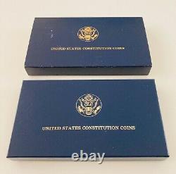 1987 US Mint Constitution 2 Coin Proof Set $5 Gold & $1 Silver Coin withBox & COA