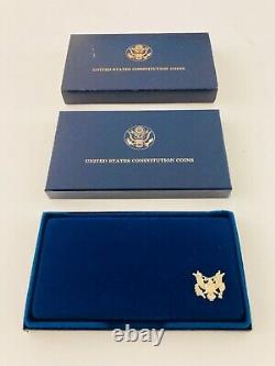 1987 US Mint Constitution 2 Coin Proof Set $5 Gold & $1 Silver Coin withBox & COA