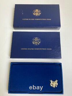 1987 US Mint Constitution 2 Coin Proof Set $5 Gold & $1 Silver Coin withBox & COA