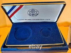 1987 US Mint Constitution 2 Coin Set $5 Gold & Silver Dollar withBox Graded NGC
